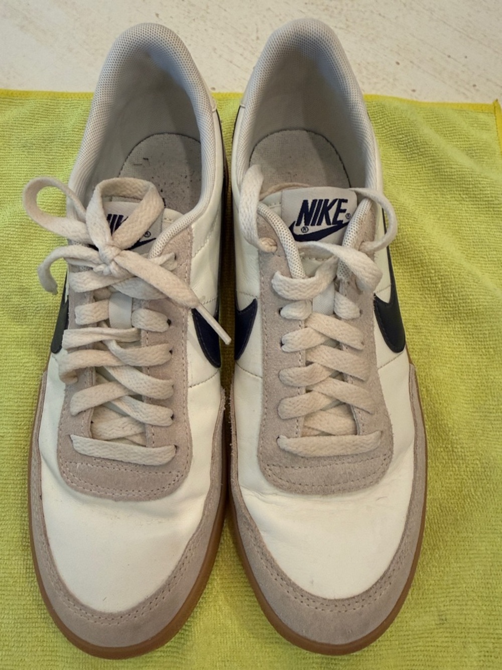 Nike Men’s White, Beige & Blue Retro Court Sneakers